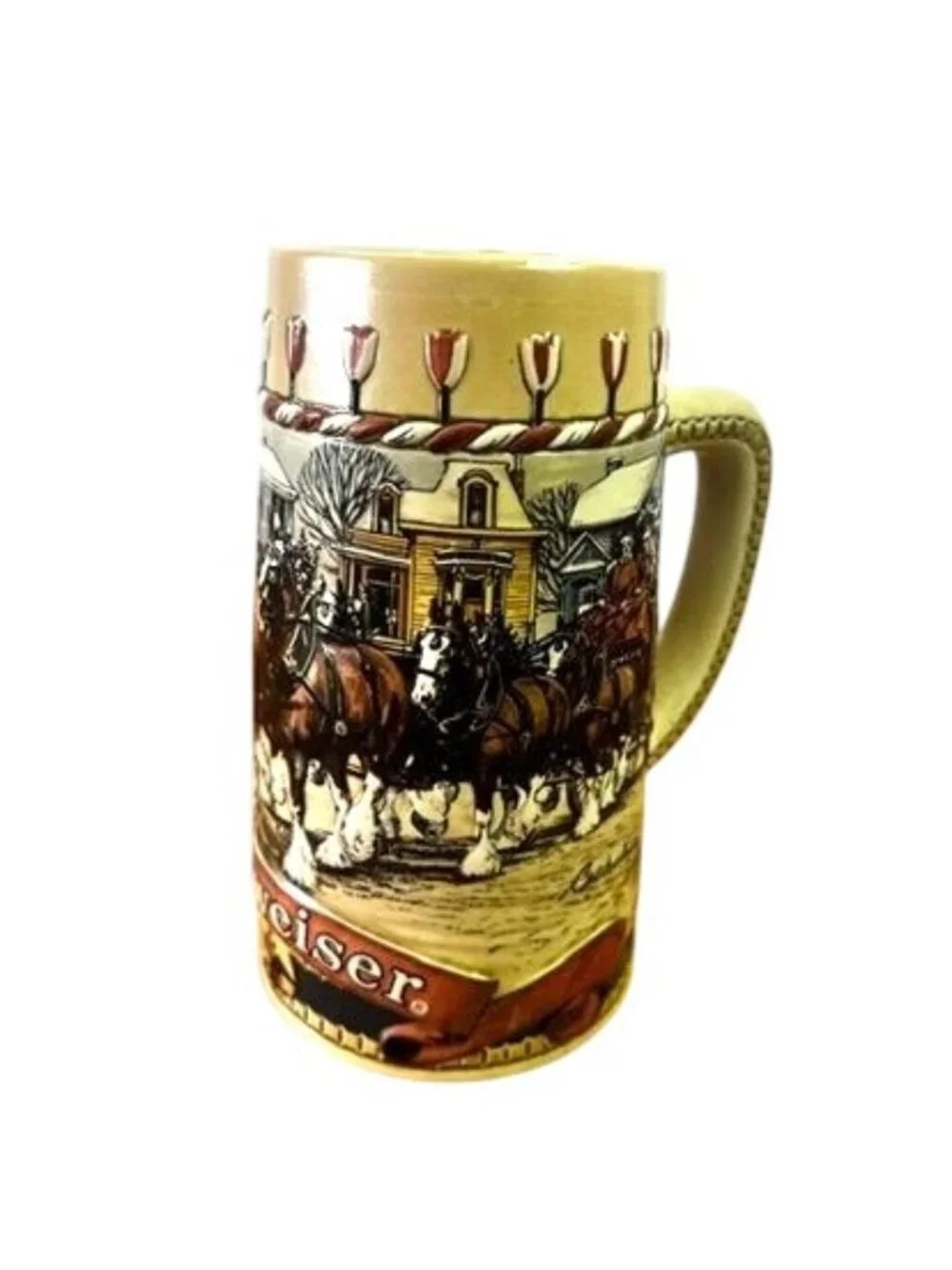 Vintage 1986 Budweiser Holiday Stein, part of the Collector 